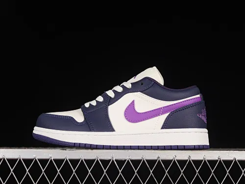 All categories Air Jordan Jordan series basketball shoes Air Jordan 1 Low Z version Air Jordan 1 Low AJ1 Joe 1 white and purple cultural low-top casual sneakers DC0774-502